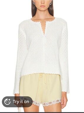 Posse Helena Crochet White Cardigan Sweater XS NWT Doen